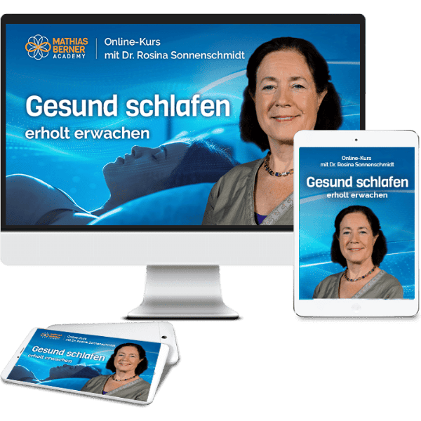 Mockup des Schlafkurs-Produkts auf Desktop-, Tablet- und Smartphone