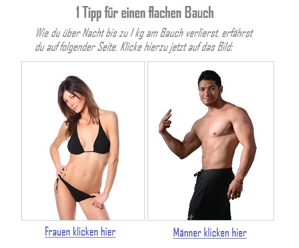 Gesunde Brote – Rezeptbuch zum Brotbacken von Fabian Prell 3 Banner mit Fitness-Tipps für flachen Bauch, zeigt eine Frau und einen Mann mit sportlichem Körper