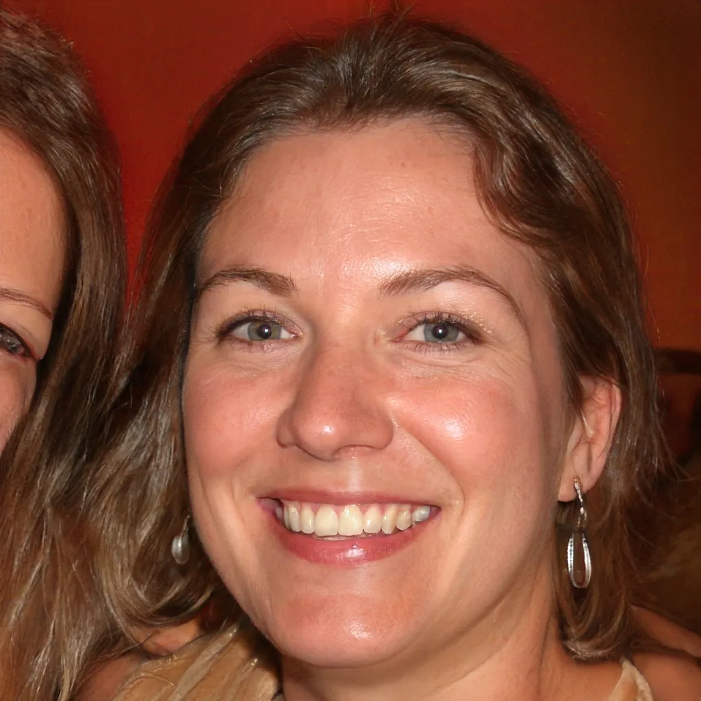 Porträt einer lächelnden Frau mit braunen Haaren, Kundenstimme Daniela