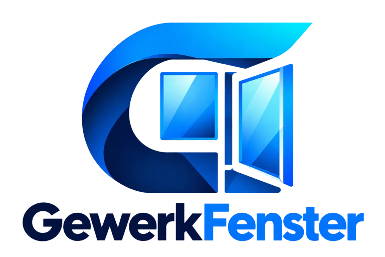 GewerkFenster – Fenster und Haustüren konfigurieren 2 GewerkFenster Logo mit Fenster-Illustration und stylisiertem G