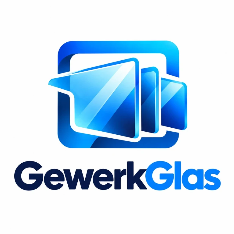 GewerkGlas Logo mit transparentem Glassymbol und blauem G
