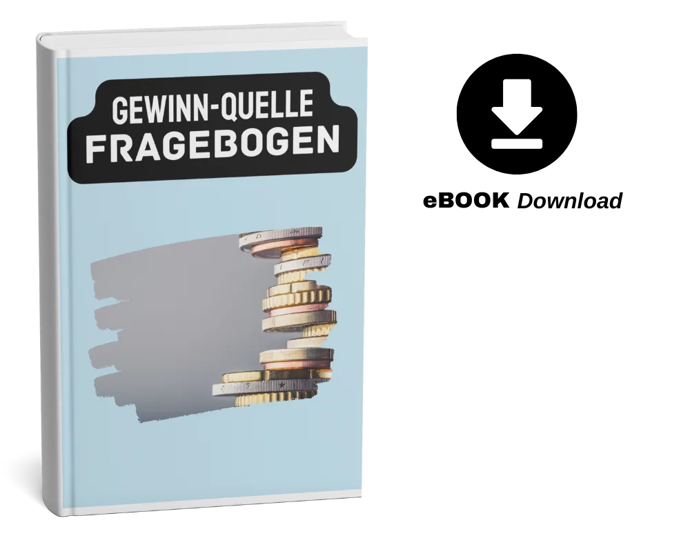 Gewinnquelle Fragebogen – E-Book zu bezahlten Umfragen 1 E-Book-Cover Gewinn-Quelle Fragebogen mit Stapel Geldscheine