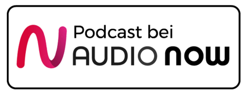 GO-SMART der Umsetzungsplan für aktive Kundengewinnung 9 Logo 'Podcast bei AUDIO now' mit rotem wellenförmigen 'n'-Symbol