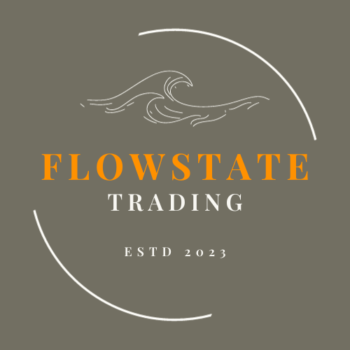 Flowstate Trading Logo mit Wellen-Symbol und Gründungsjahr 2023