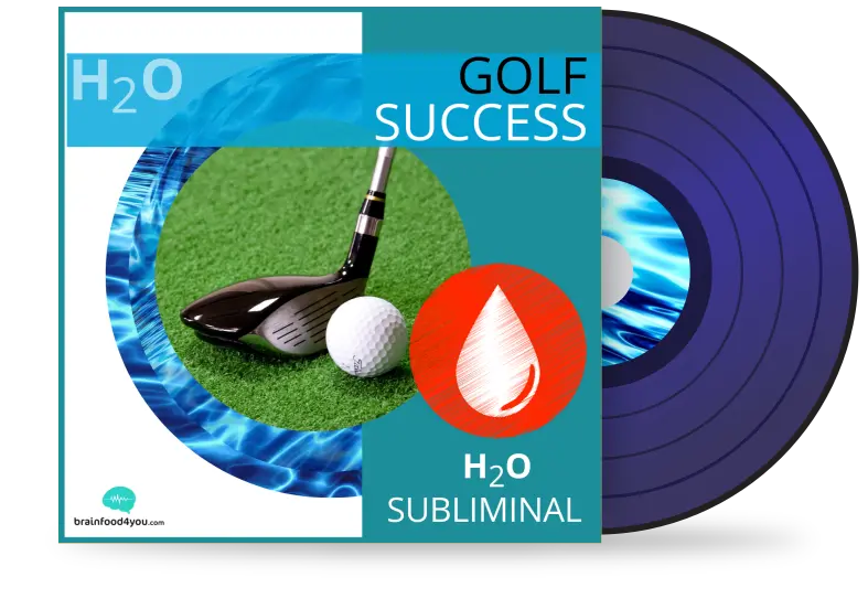 H2O Golf Success Subliminal Album mit lila Vinyl, Wassertropfen-Symbol und Golfmotiv