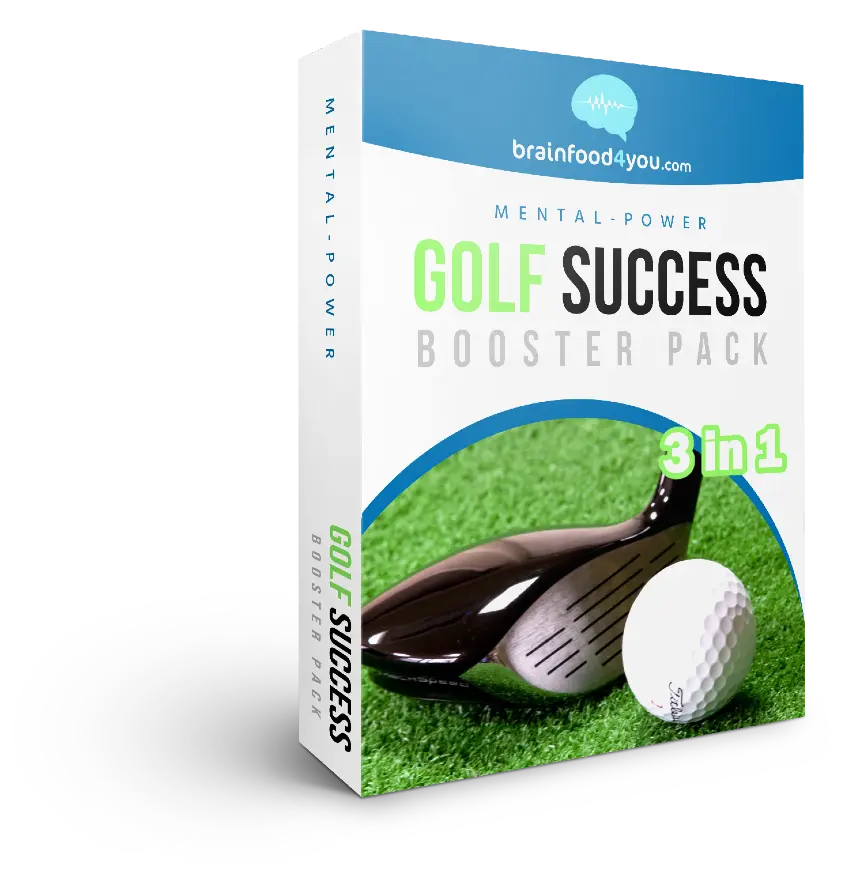 Golf Success Booster Pack Produktbox mit 3in1-Paket, Golfschläger und Ball auf Rasen
