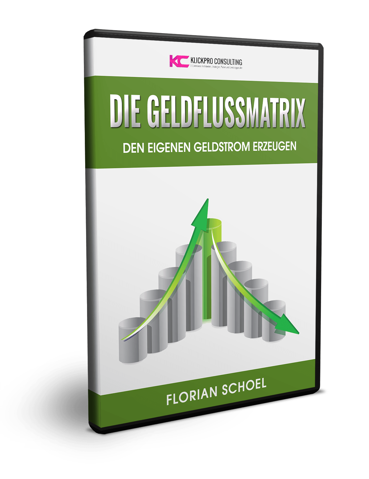DVD-Cover Die Geldflussmatrix mit Balkendiagramm und grünem Design von Florian Schoel