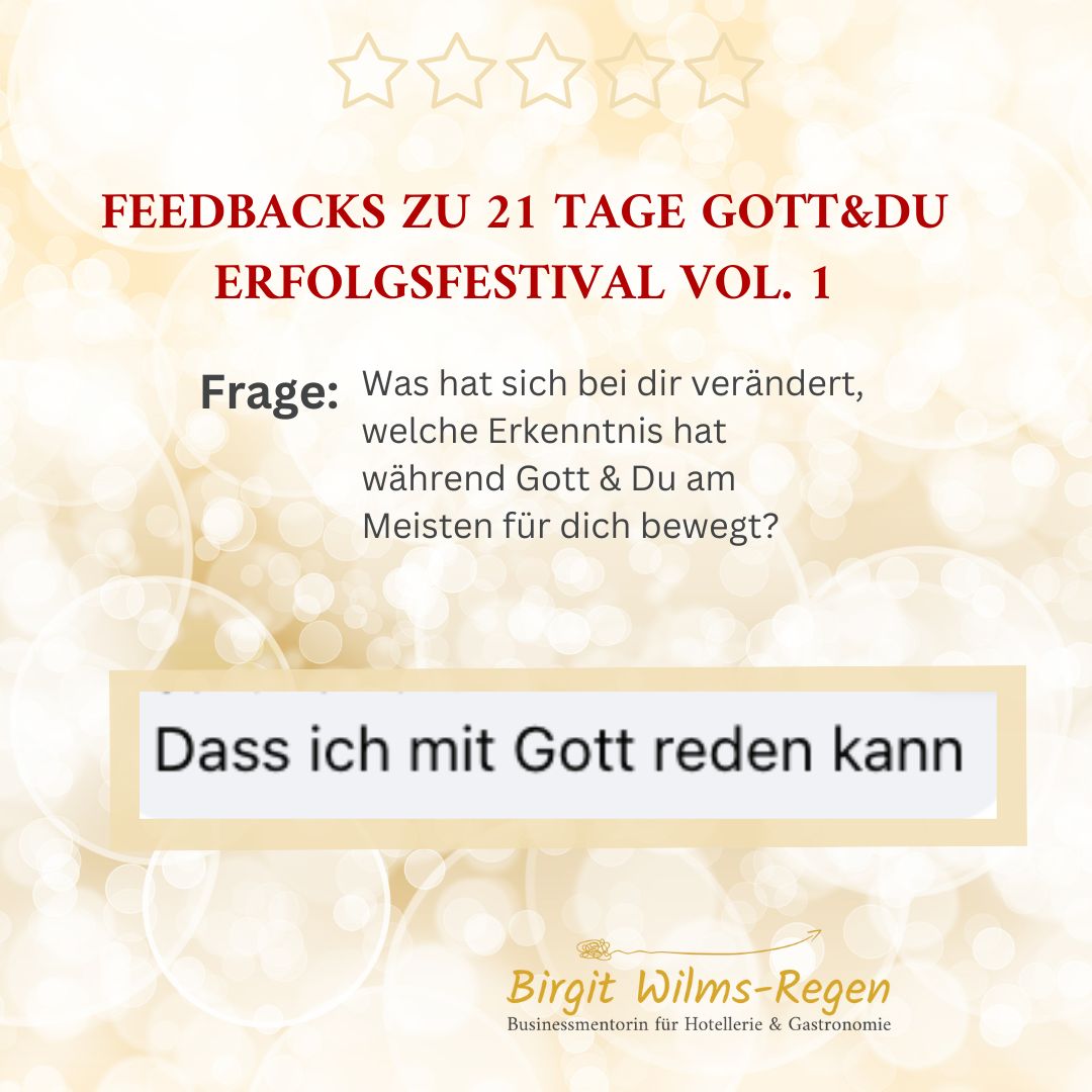 Überblick GodSpeed ErfolgsFestival Gott und Du mit Birgit Wilms-Regen