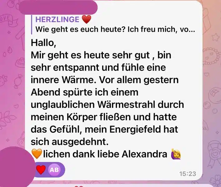 Grace Integrity® 3:1 Seelenverkörperung – Spirituelles Coaching 3 Messaging-Screenshot einer Kundenbewertung zur Grace Integrity 3:1 Seelenverkörperung mit positiver Rückmeldung