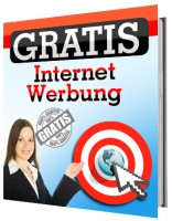 E-Book-Cover 'Gratis Internet Werbung' mit Frau und Zielscheibe auf orangeweißem Hintergrund