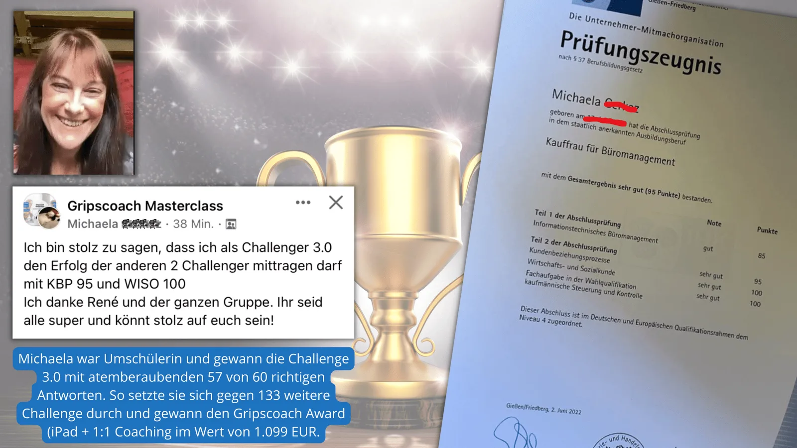 Absolventin Michaela Cerkez Challenge 3.0 Gewinnerin 95 Punkte und LinkedIn-Testimonial