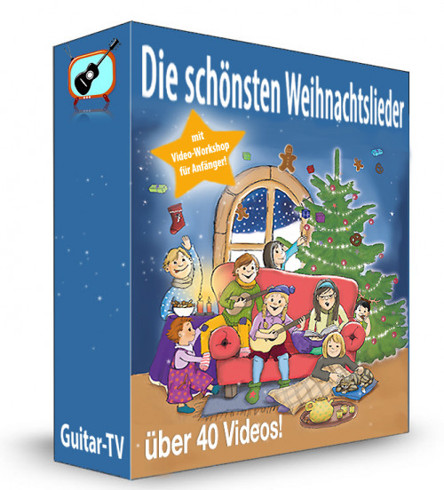 Produktbox Guitar-TV Die schönsten Weihnachtslieder mit Familie am Wohnzimmerfenster