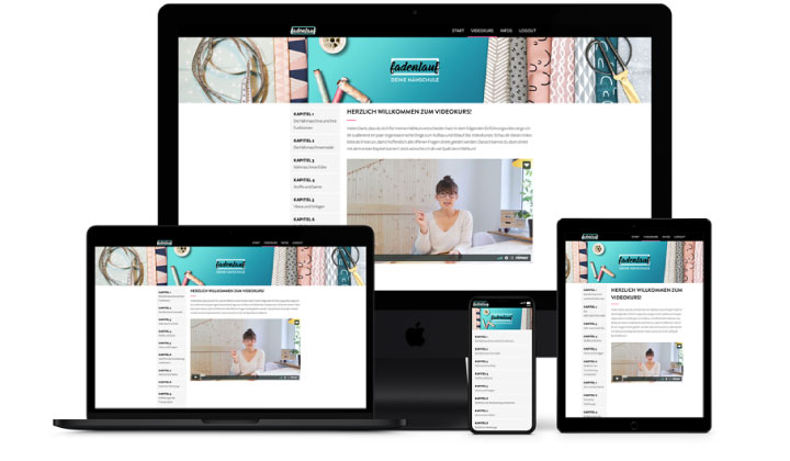 Website fadenlauf responsive Design auf verschiedenen Geräten, Laptop Tablet Smartphone