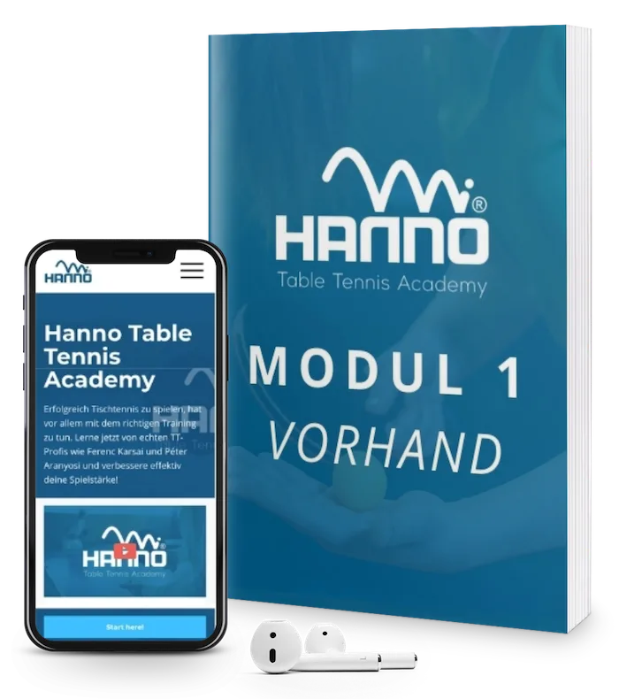 Modul 1 Vorhand Kursabbildung mit Smartphone, Tablet und Buch sowie Kopfhörer