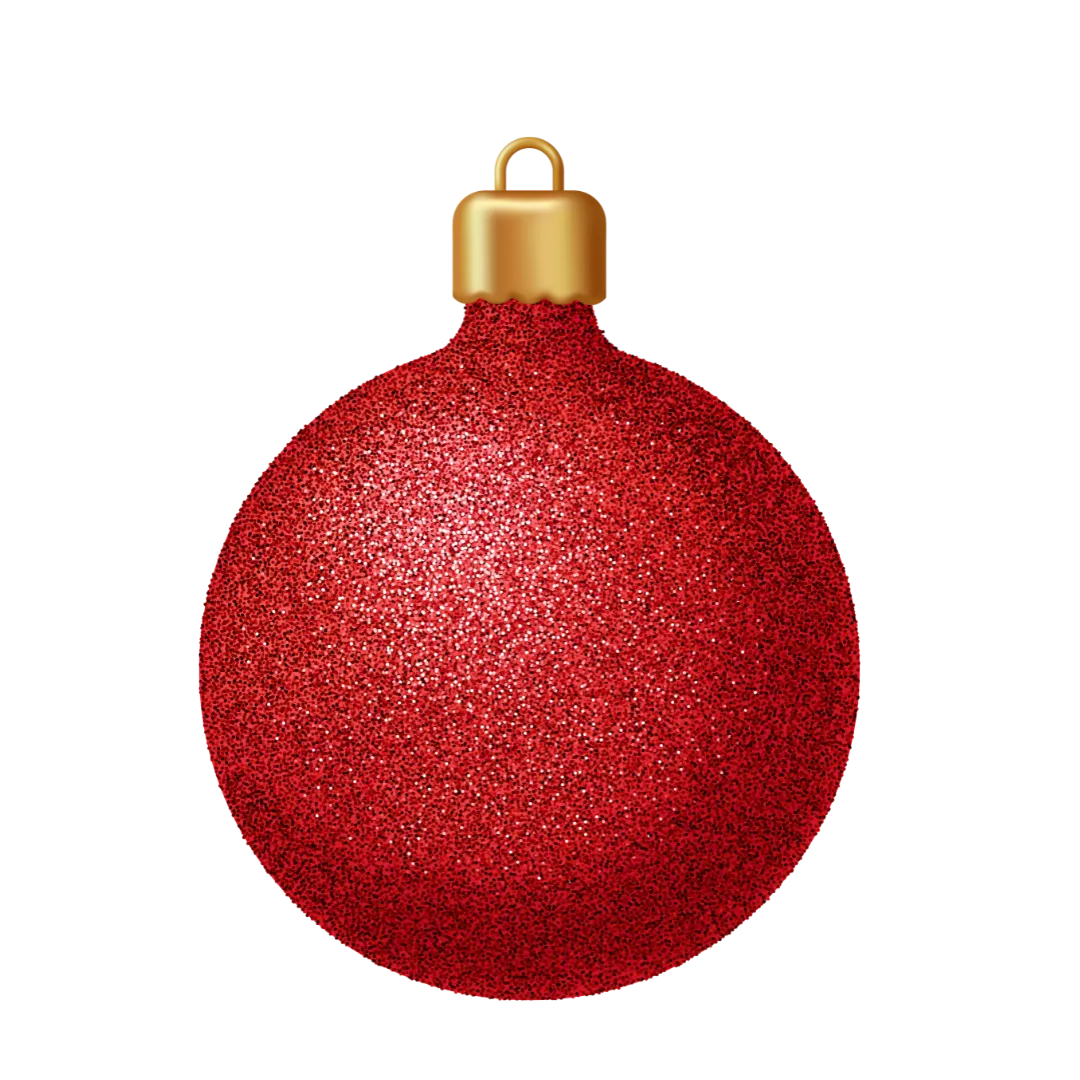 Rote Weihnachtskugel mit goldenem Aufhänger