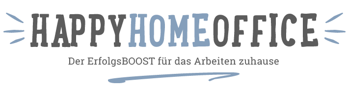 Happy Homeoffice Logo und Tagline mit blauem Design