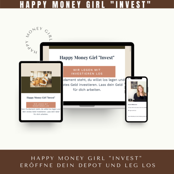 Happy Money Girl Invest Kurs - Responsive Design auf Desktop, Tablet und Smartphone