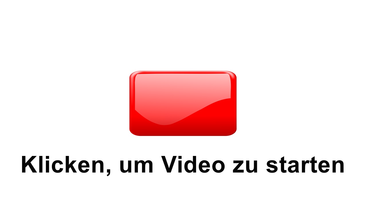 Play-Button für Videostart, rotes Umschlag-Symbol auf weißem Hintergrund