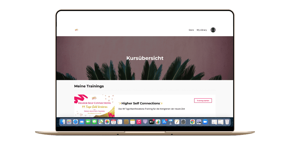Website-Mockup Kursübersicht mit Kursangebot Higher Self Connections