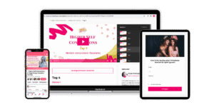 Multi-Device-Mockup mit Kursmodul auf Smartphone, Tablet und Desktop