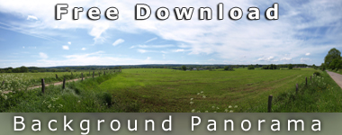 Grüne Feldlandschaft mit bewölktem Himmel und Baum, Text Free Download Background Panorama