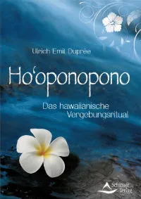 Buch-Cover Ho'oponopono mit weißer Blüte auf Wasser