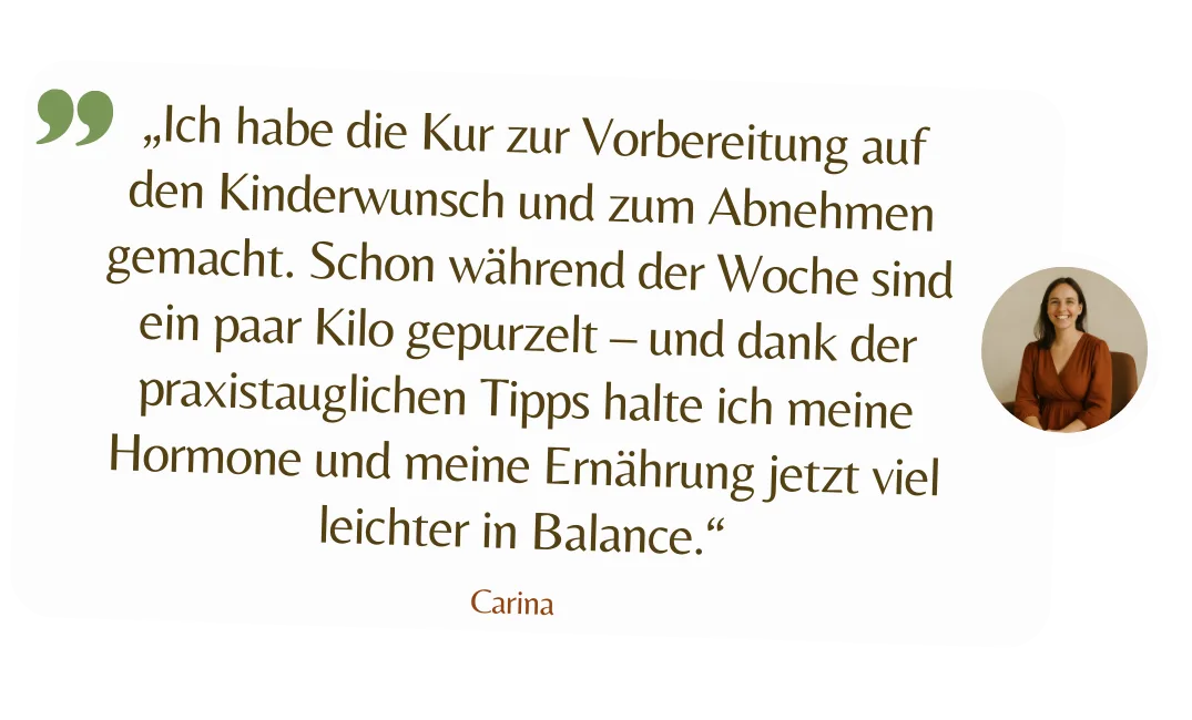 Kundenstimme von Carina mit Foto zur Hormon-Detox-Kur und Gewichtsabnahme