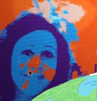 Pop-Art Portrait einer Frau in Blau und Orange