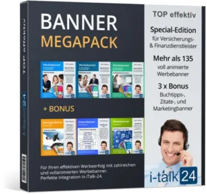 i-talk24 Banner Megapack Special-Edition Produktabbildung mit 135 Werbebannern und Bonus-Inhalten