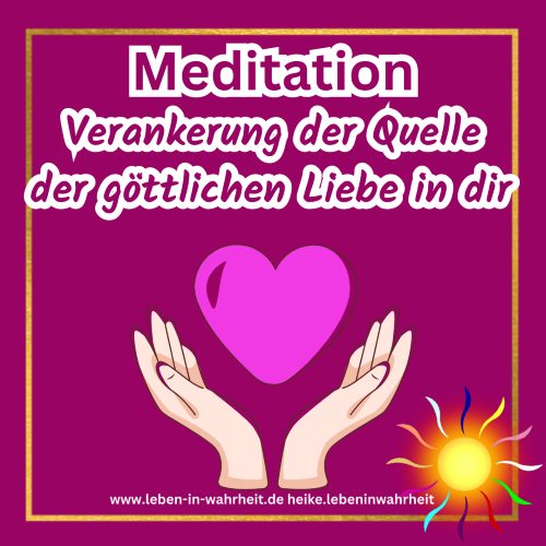 Meditation Verankerung der Quelle, magenta Herz in Händen, Magenta
