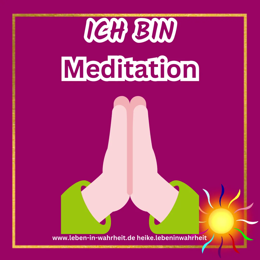 ICH BIN Meditation Hero-Banner mit betenden Händen und Sonnensymbol