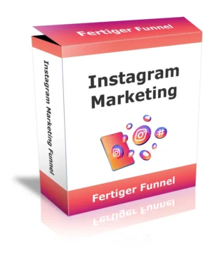 Produktbox Instagram Marketing Funnel mit pinkem Farbverlauf und Smartphone-Illustration