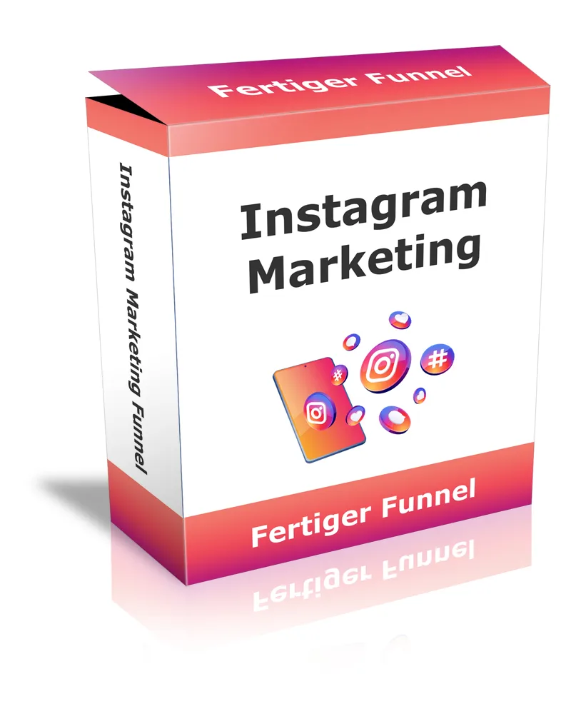Instagram Marketing Funnel-Paket – Vorlagen für Affiliate-Funnel 1 Produktbox Instagram Marketing Funnel mit pinkem Farbverlauf und Smartphone-Illustration