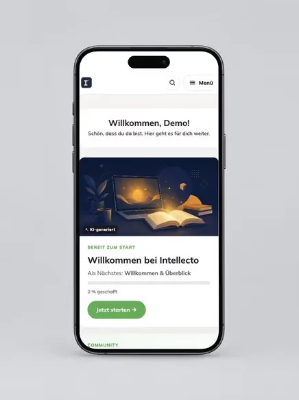Academy-Software Startseite auf Smartphone-Display