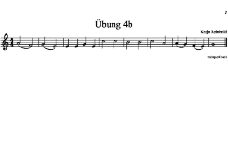Musiknoten mit Überschrift Übung 4b, komponiert von Katja Reinbold