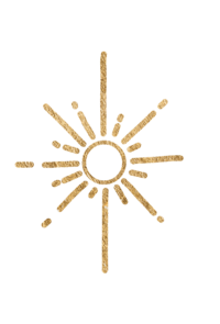 Intuitionsguide – Videokurs zur Selbstbefreiung 10 Goldene Sonne-Symbol Illustration mit geometrischen Strahlen auf weißem Hintergrund