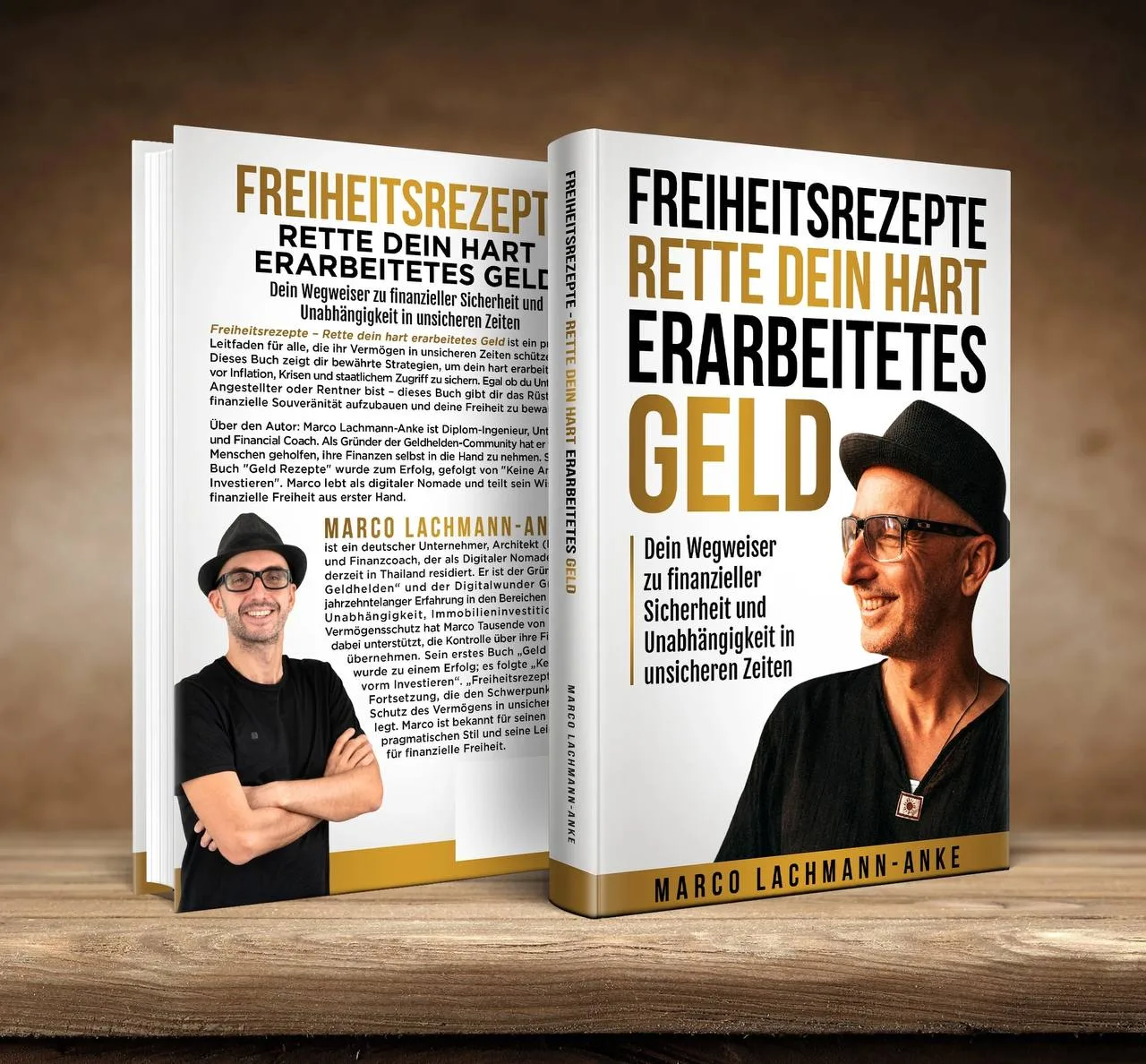 Freiheitsrezepte Buch Mockup mit 50 Rezepten für finanzielle Freiheit von Marco Lachmann-Anke