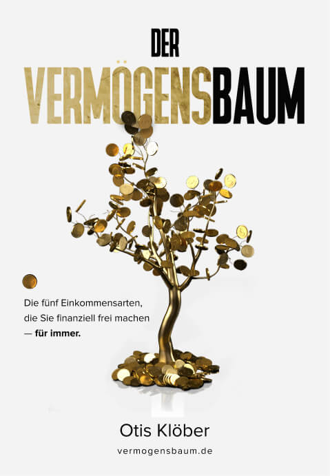 Der Vermögensbaum Buchcover mit Geldbaum-Illustration und Tagline