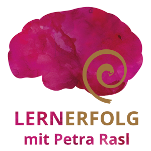 Testimonial-Logo mit magenta Gehirn und goldenem Schnecken-Symbol