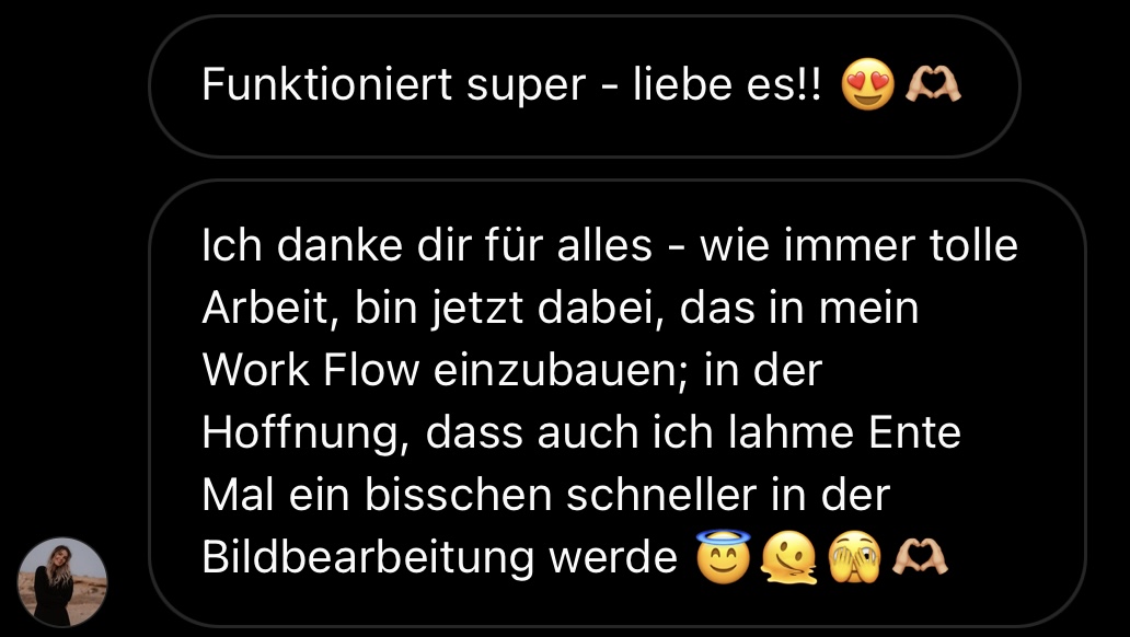 Kundenstimme mit Emoji: Funktioniert super – liebe es!!