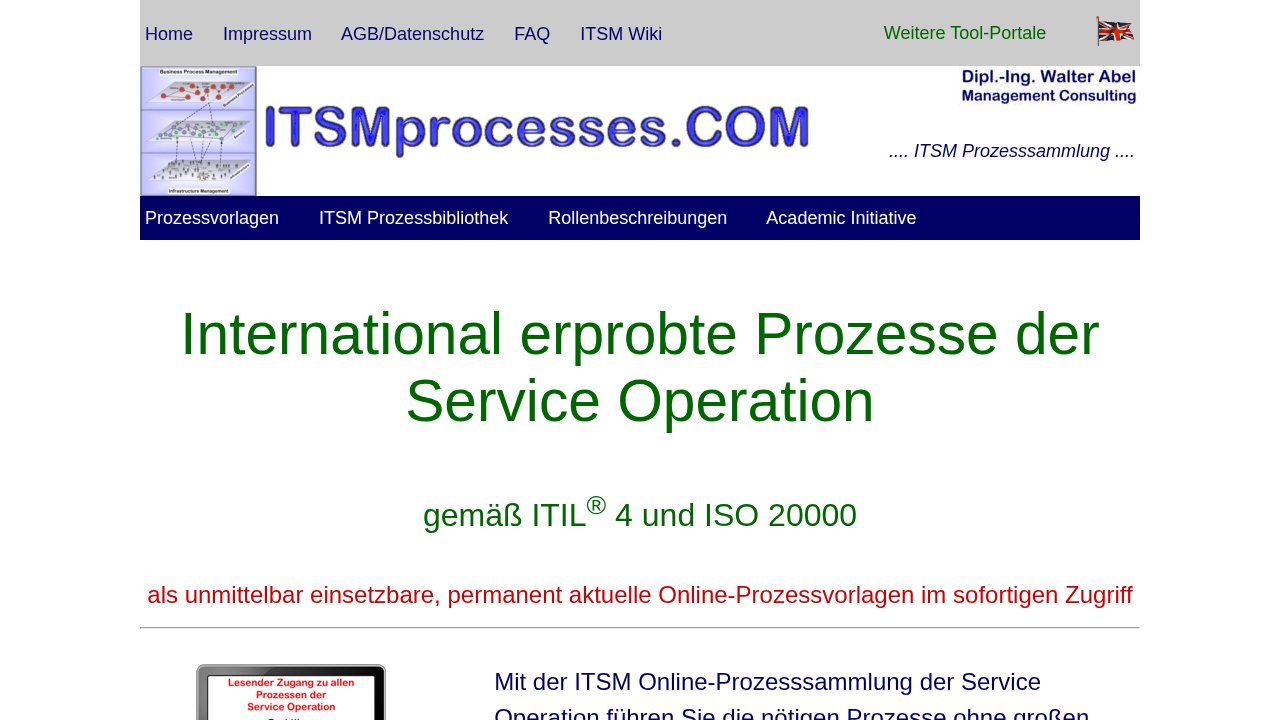 ITSM Online-Prozesssammlung Service Operation 1 ITSM Online-Prozesssammlung Service Operation – Ansicht der Verkaufsseite