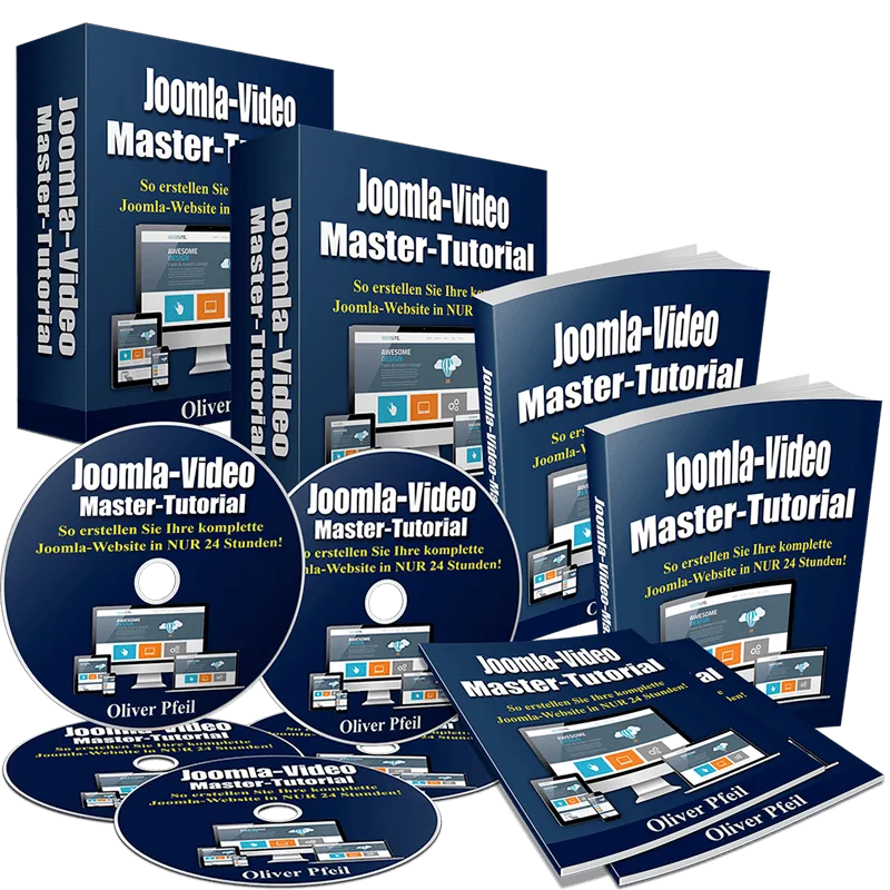 Joomla-Video-Master-Tutorial Produktbox mit DVDs und Handbüchern