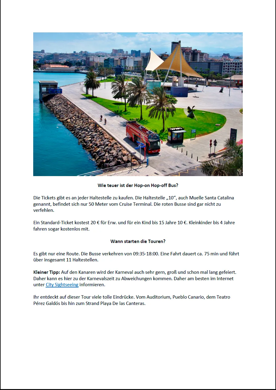 Las Palmas Hafen mit modernem Segel-Kunstwerk, Bustouren und Informationen
