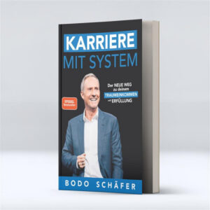 Buchcover Karriere mit System von Bodo Schäfer, gedruckte Ausgabe mit Porträt des Autors