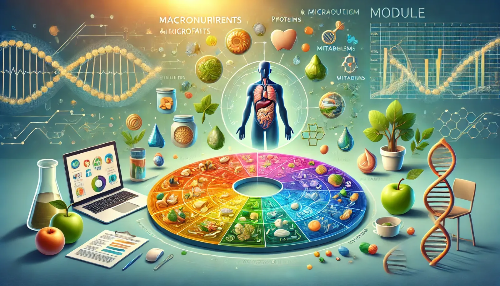 Makronährstoffe Mikroneährstoffe Stoffwechsel DNA Ernährungsrad Grafik