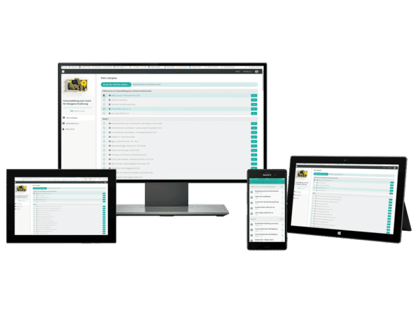 Responsive Design Mockup auf Laptop, Tablet, Smartphone und Monitor