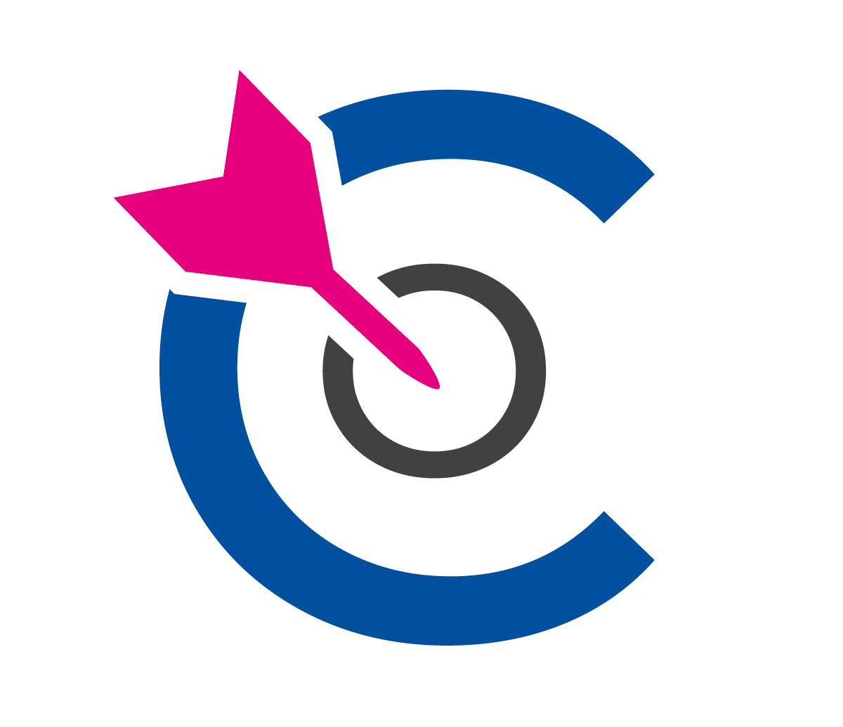 Conversion.Consulting Logo mit Pfeil, Stern und Kreis in Pink und Blau