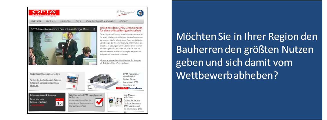 Slider mit OPTA-Website Screenshot und Frage zu regionalem Wettbewerbsvorteil für Bauherren