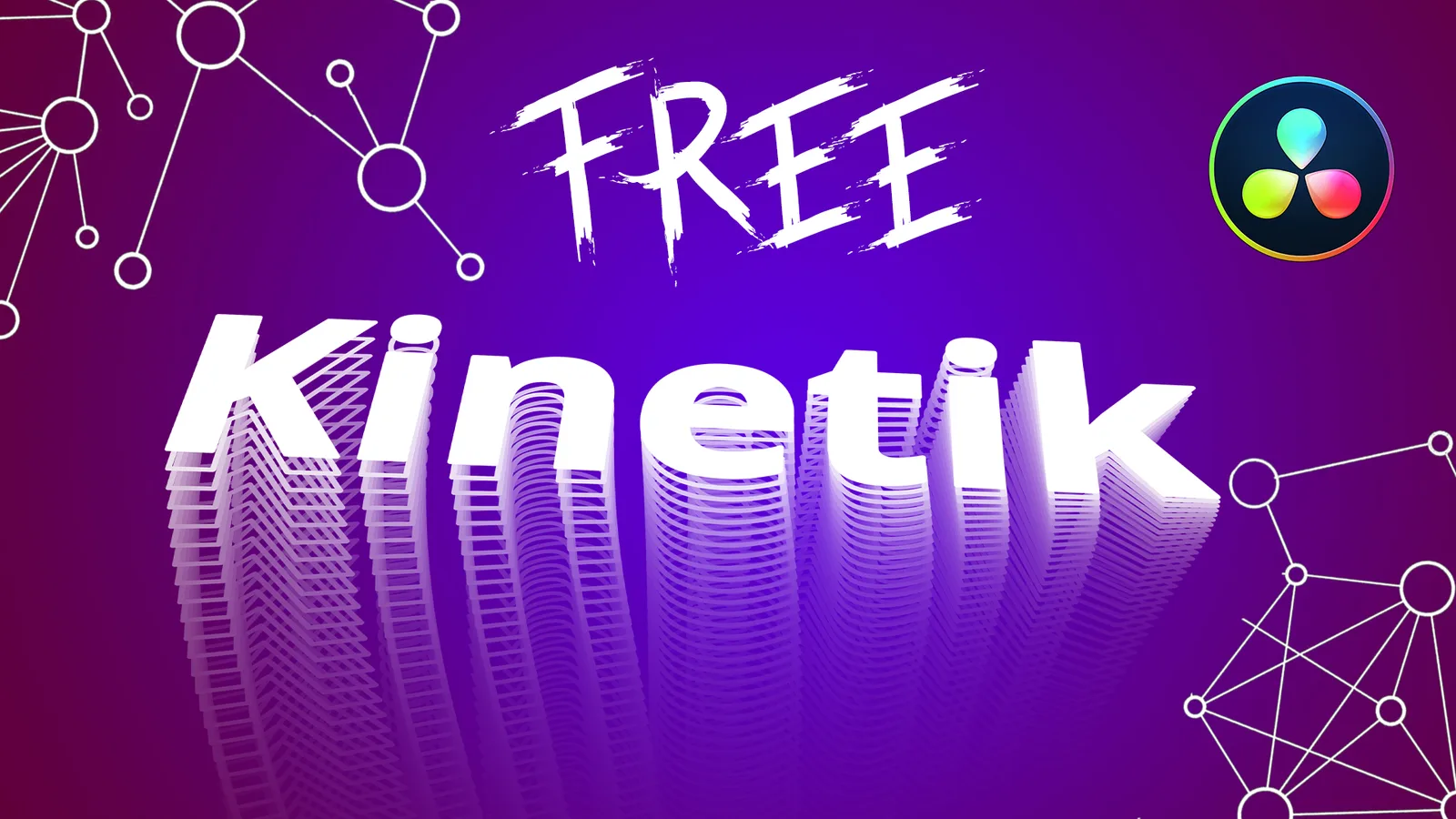 Kinetik Titel Pack Mini Cover mit FREE-Text und Schriftzug auf violettem Hintergrund mit Netzwerk-Grafiken
