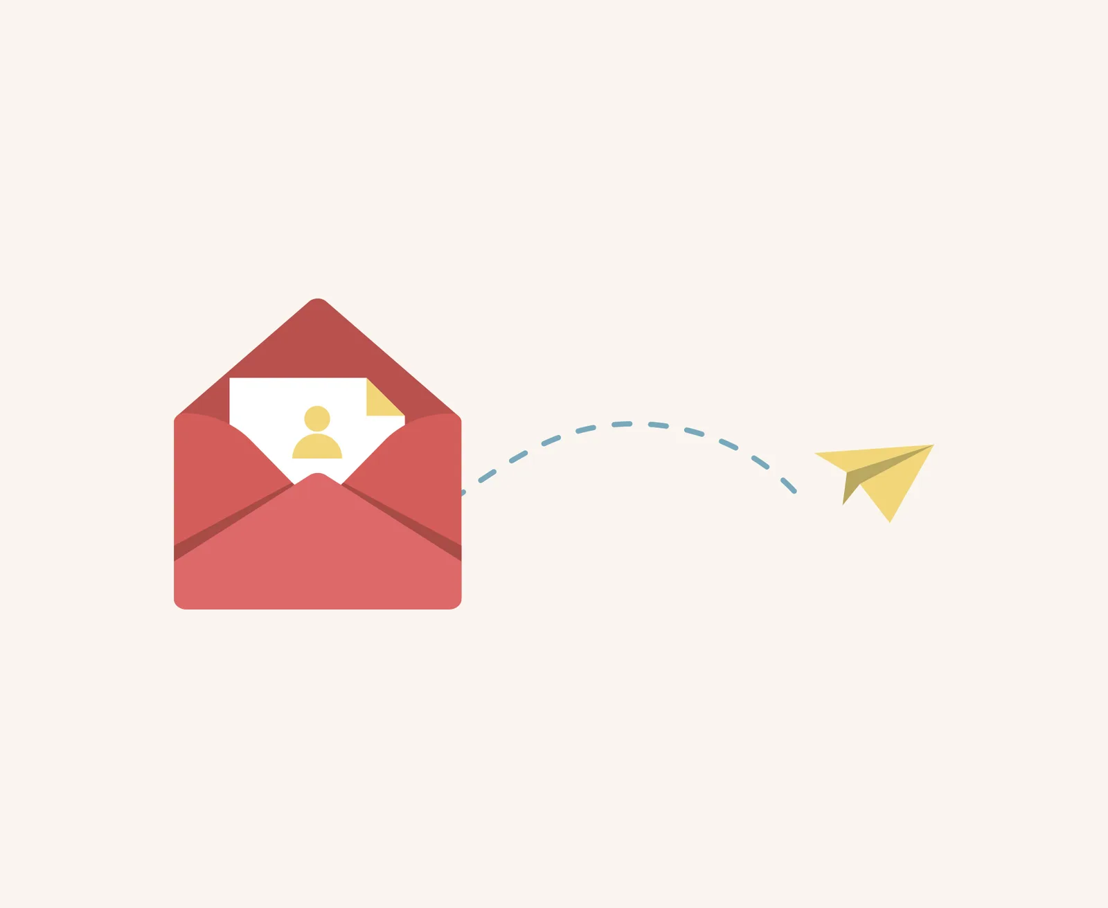 Newsletter-Anmeldung mit rotem Umschlag und gelbem Papierflieger
